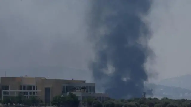 Smoke billows from southern Lebanon after reports of strikes yesterday

