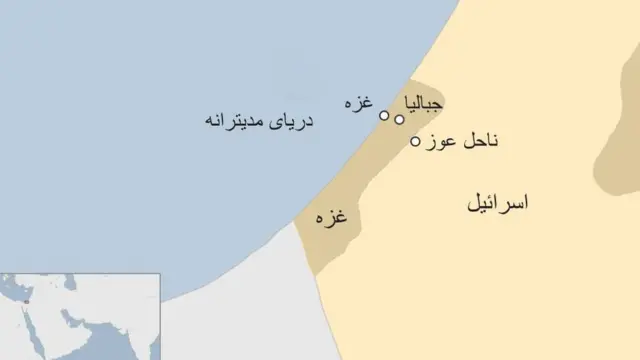 نقشه اسرائیل و نوار غزه