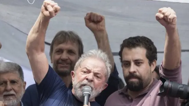 Lula no Sindicato dos Metalúrgicos junto de Guilherme Boulos