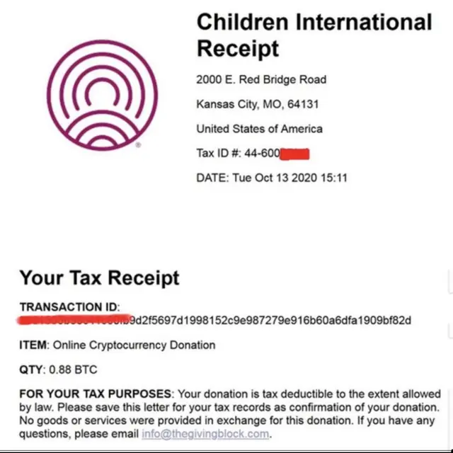 હૅકરે દાન કરી કરરાહતની રસીદ પણ મેળવી