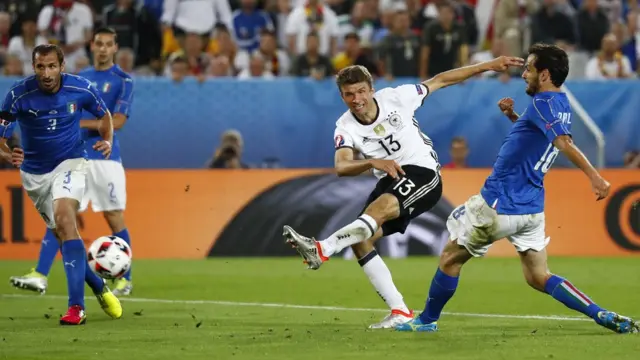 Thomas Muller dispara.