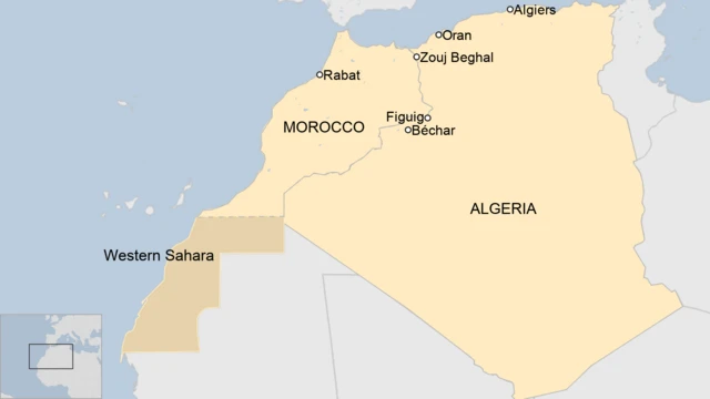 A map of Morocco and Algeira