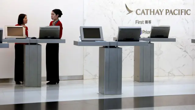 Área asignada a Cathay Pacific en el Hong Kong.