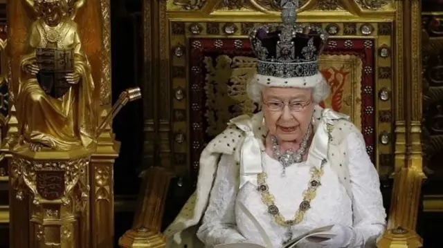 This, from 2014, is how the Queen traditionally appears at the State Opening