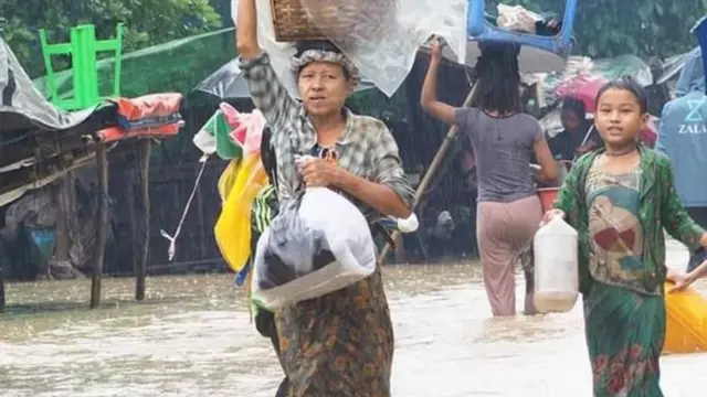 မင်းပြားမြို့ပေါ်က ရေကြီးမှု အခြေအနေ မြင်ကွင်း ၂၀၁၉