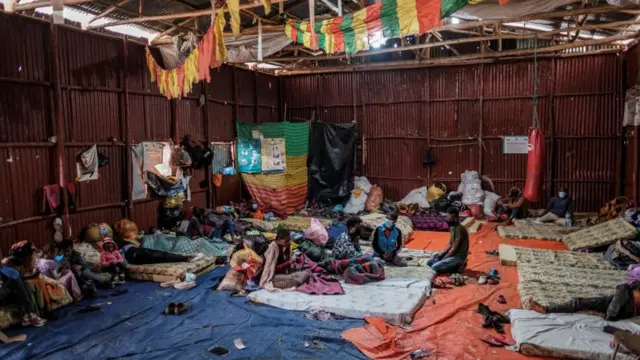 የተፈናቀሉ ሰዎች በአጣዬ