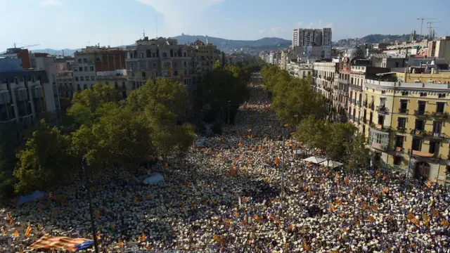 కాటలోనియా స్వాతంత్రం కోరుతూ బార్సిలోనాలో భారీ ప్రదర్శన