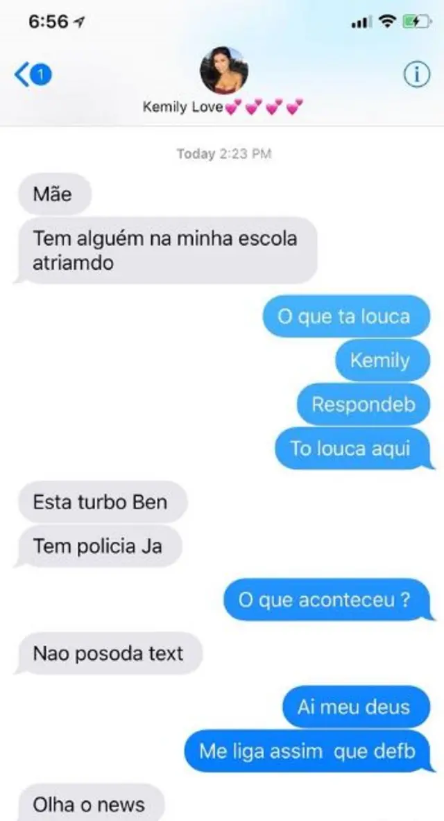 Reproduçãofaz o bet ai commensagens trocadas por mãe e filha durante ataque a escola