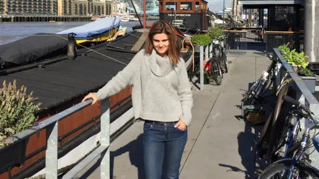 Jo Cox by her houseboat