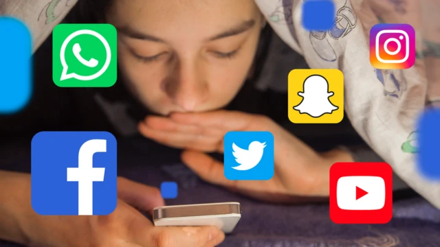 Teenager using a smartphone