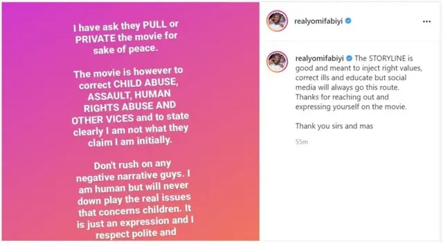 Ọrọ ti Yomi Fabiyi kọ si Instagram rẹ