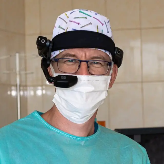 Maksym Kozhemiaka in a surgeon uniform