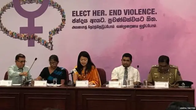 "ඡන්දය ඇයට. ප්‍රචණ්ඩත්වයට තිත"