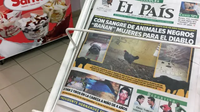 Portada de periódico en San Pedro Sula.