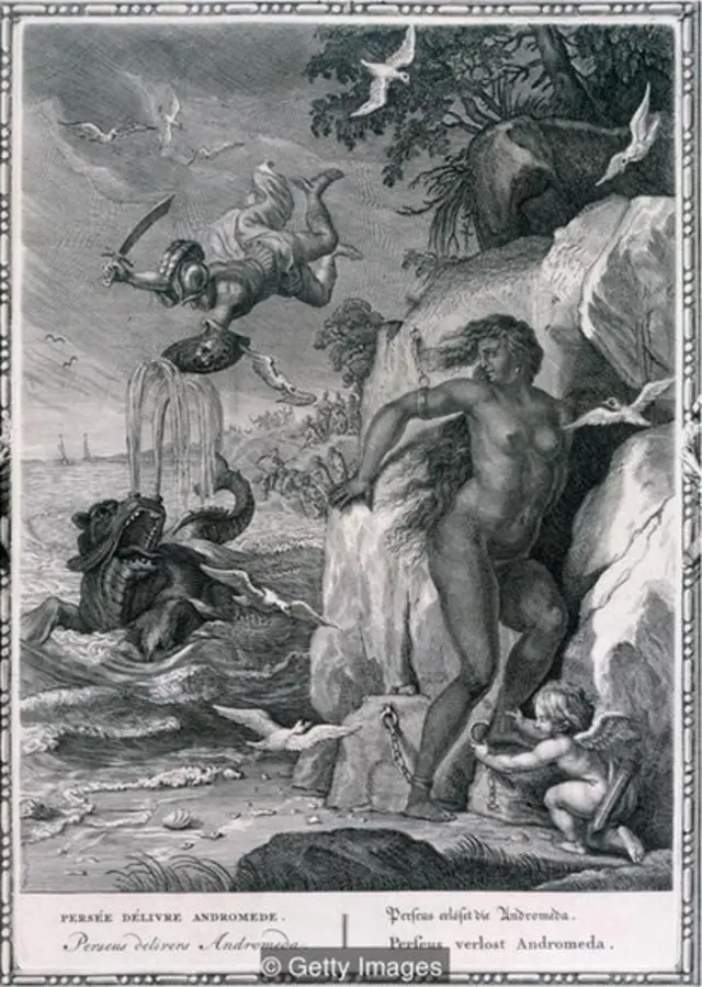 18世紀皮卡特的版畫作品中,安德羅米達公主有著典型的白人女性特徵。