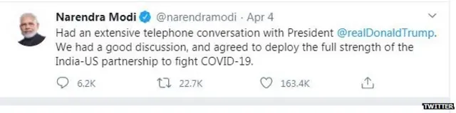 नरेंद्र मोदी ट्वीट
