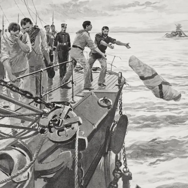 Commander of Orel's body being buried at sea