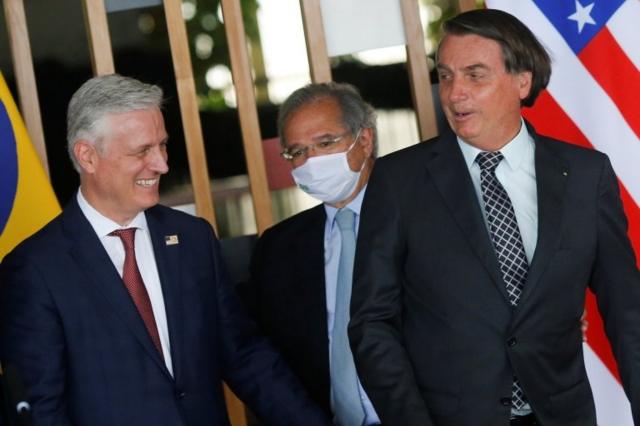 Bolsonaro e Paulo Guedes receberam o assessor de segurança dos EUA, Robert O'Brien