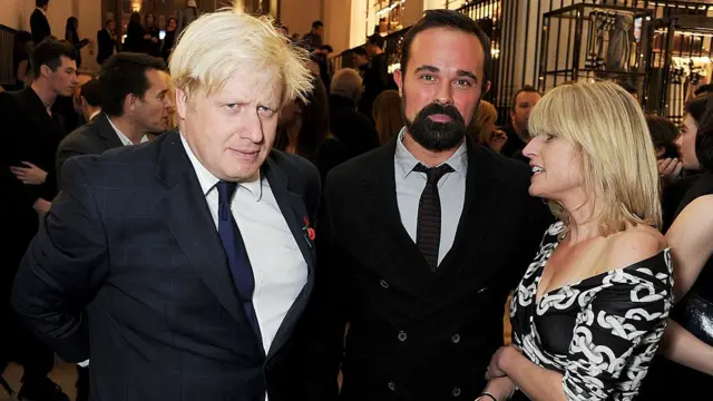 Евгений Лебедев с Борисом Джонсоном и его сестрой Рэйчел