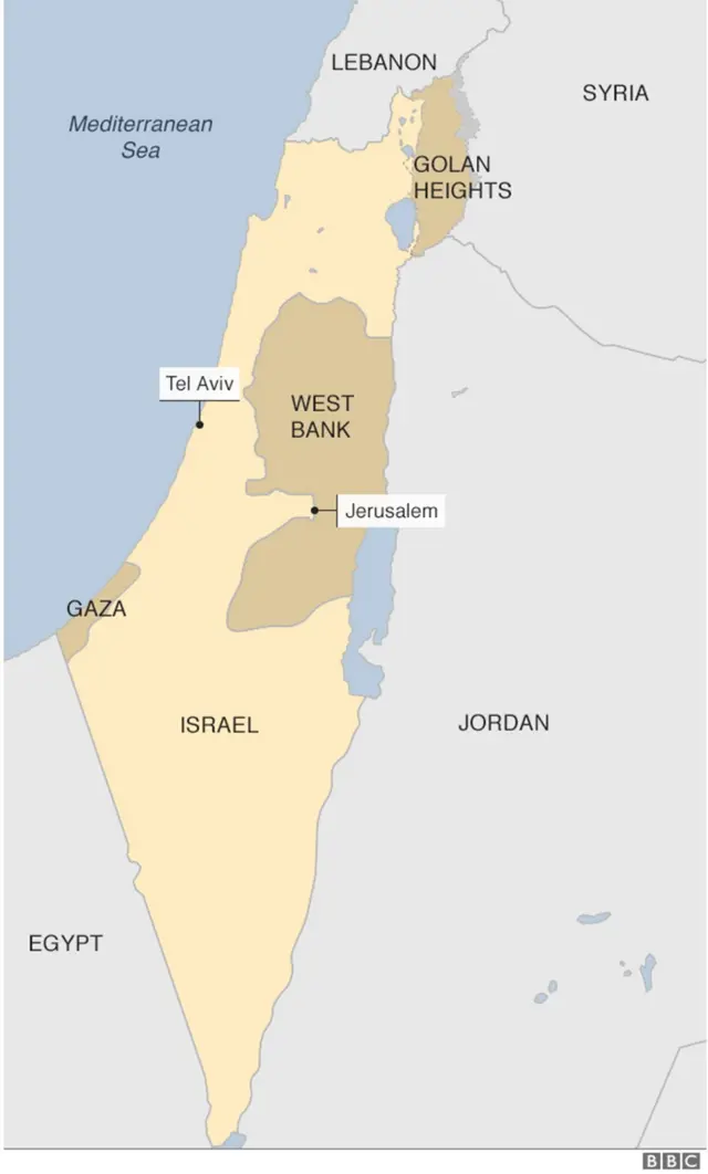 A map of Israel and the Palestinian territories