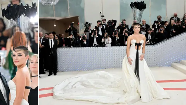 Florence Pugh attend The 2023 Met Gala wey Celebrate "Karl Lagerfeld: A Line Of Beauty" for The Metropolitan Museum of Art on May 01, 2023 for New York City