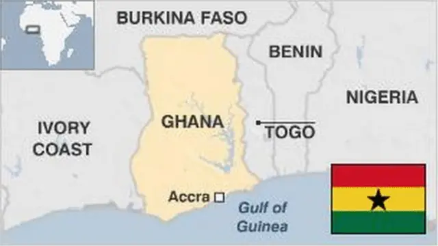 map and flag of ghana