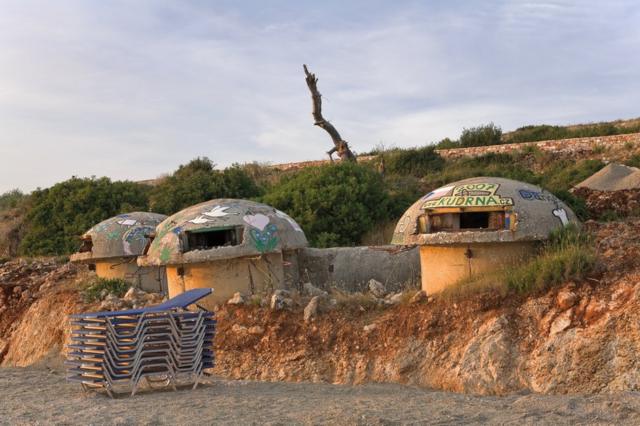 Bunkers in Albania covered in graffiti art