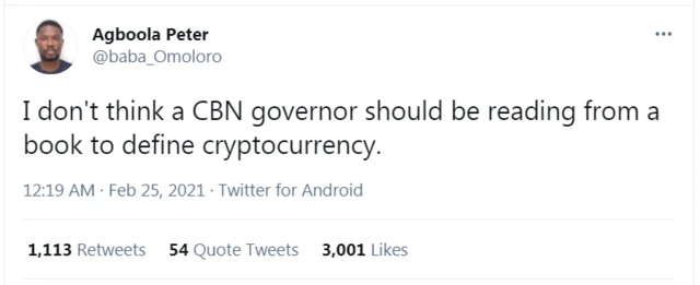 "CBN Governor cryptocurrency"