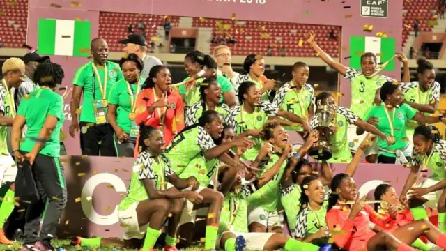 Super Falcons dey celebrate