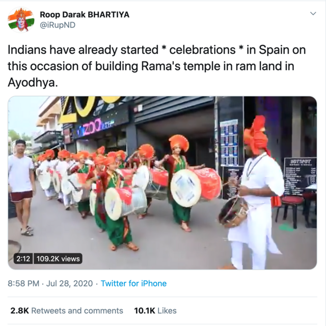 ஸ்பெயினில் உள்ள இந்தியர்கள் புதிய ராமர் கோவில் கட்டுவதை கொண்டாடவில்லை