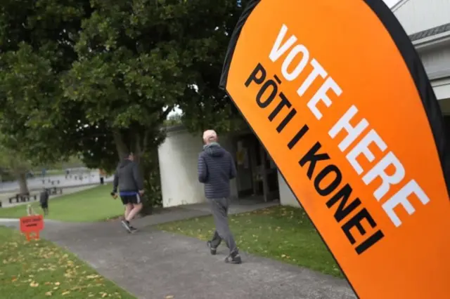 Yeni Zelanda'da oy kullanmaya giden bir seçmen