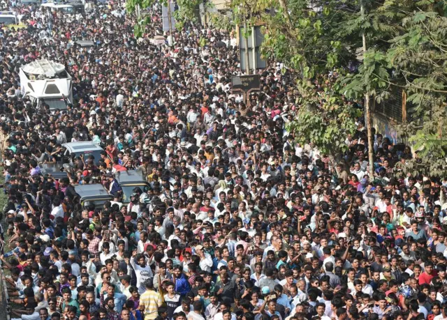 Crowds gather to say goodbye to the superstar