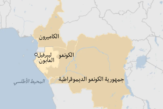 خريطة للدول المحيطة بالغابون