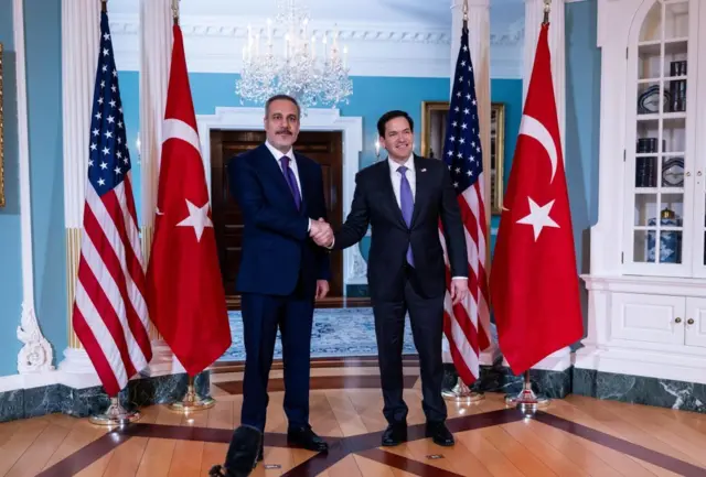 Marco Rubio ve Fidan el sıkışırken 