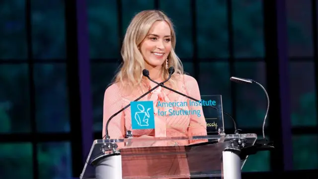 Emily Blunt speaking at an event