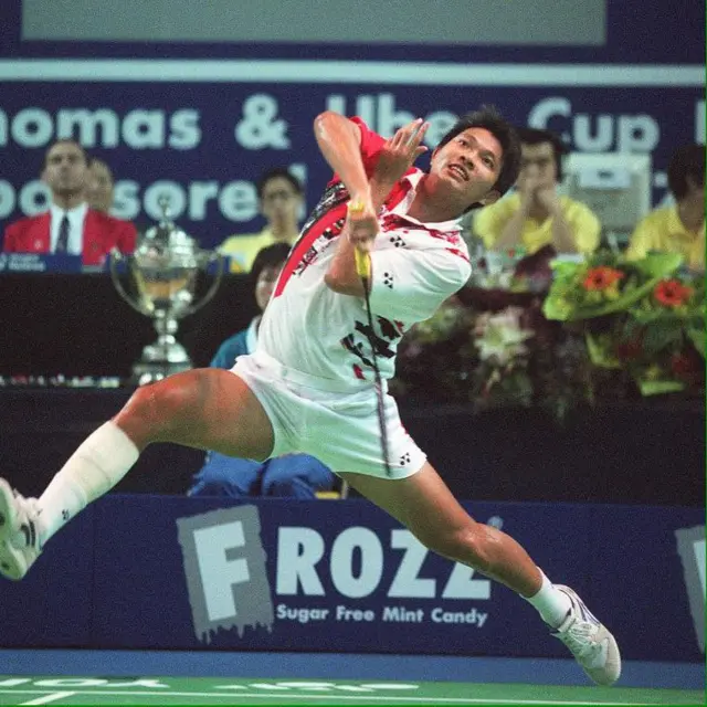 Hariyanto Arbi saat memperkuat tim Indonesia pada turnamen Piala Thomas di Hong Kong, 24 Mei 1998 silam.