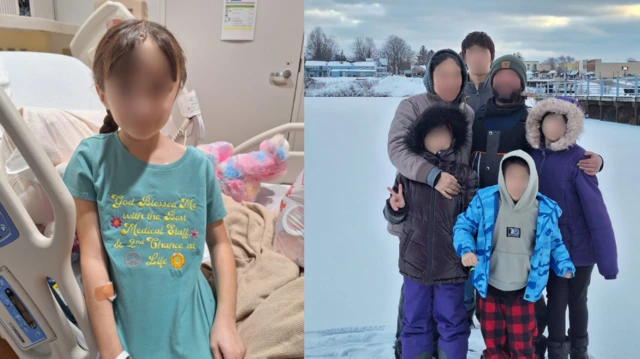 Familia deportada a México. Rostros cubiertos.