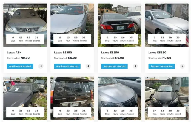 Fotos of forfeited vehicles wey EFCC wan sell