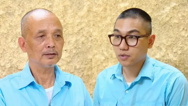 Ông Nguyễn Thành Nam (trái) và ông Trần Việt Anh trong bức ảnh từ công an do BBC ghép lại