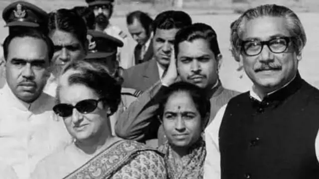 इन्दिरा गान्धीसँग शेख मुजिबुर रहमान