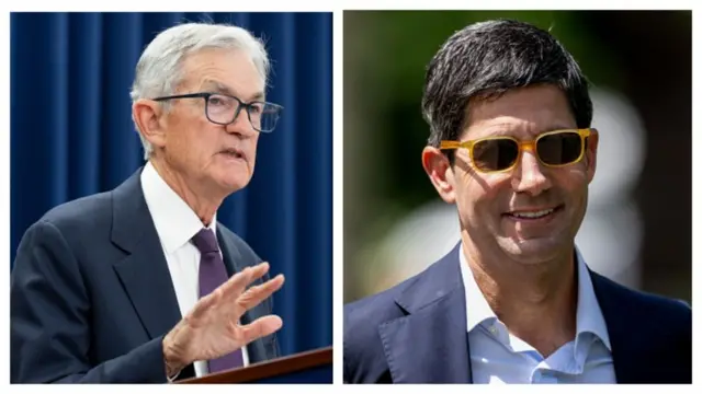 Кандидат на посаду голови ФРС Кевін Ворш (праворуч) закликав до "зміни режиму" у Федрезерві після звільнення нинішнього голови Джерома Павелла (ліворуч)