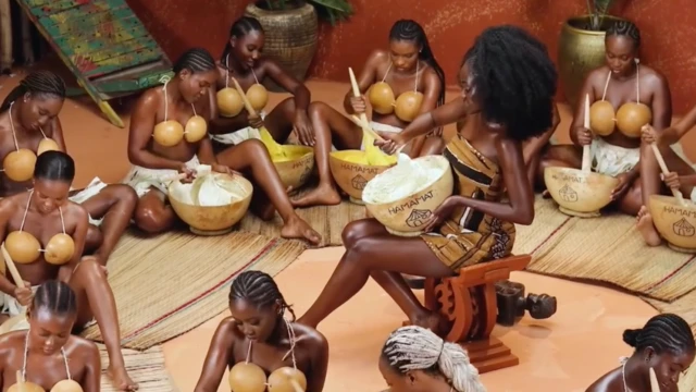 Hamamat Montia and ladies at the museum making sheabutter 