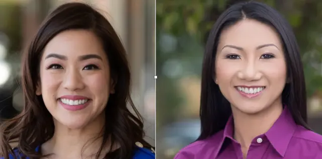 Betty Dương (bên trái) và Madison Nguyễn sẽ tranh chung kết giám sát viên khu vực San Jose (Ảnh từ website ứng cử viên)