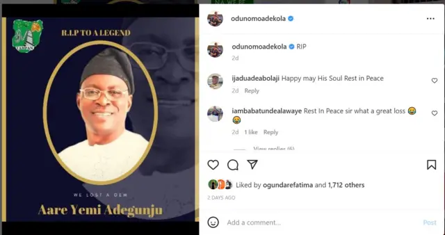 Ọrọ idaro Odun Adekola nipa iku emi Adegunju