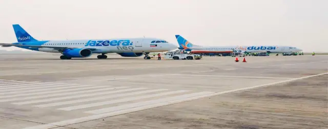 गौतम बुद्ध अन्तर्राष्ट्रिय विमानस्थलमा जजिरा र फ्लाई दुबईका जहाज