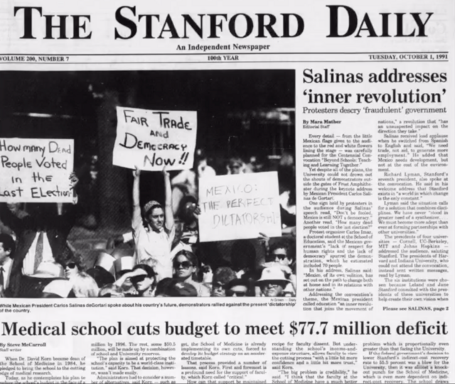  Portada Standford Daily, 1991, Sheinbaum 