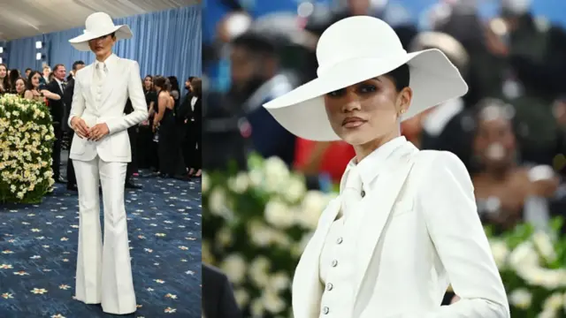 Umuririmbyi akaba n'umukinnyi wa film Zendaya uzwiho kwambara neza muri ibi bikorwa, kuri iyi nshuro yari yambaye isuti ya Louis Vuitton