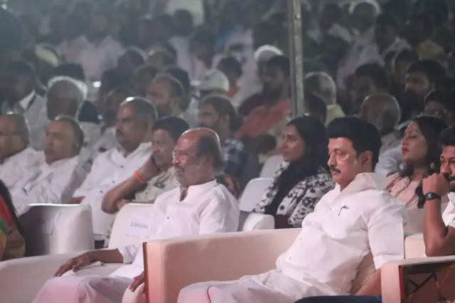 கலைஞர் நூற்றாண்டு விழாவில் ரஜினி மற்றும் முதல்வர் முக ஸ்டாலின்