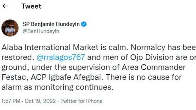 Ikede ti agbẹnusọ ọlọpaa se