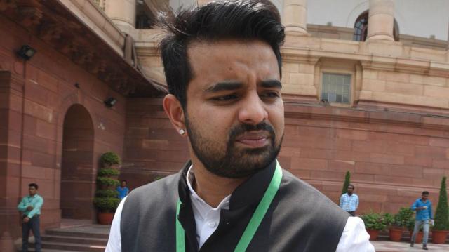 Janata Dal (Secular) MP Prajwal Revanna attending the first budget session of the 17th Lok Sabha, at Parliament House, on June 26, 2019 